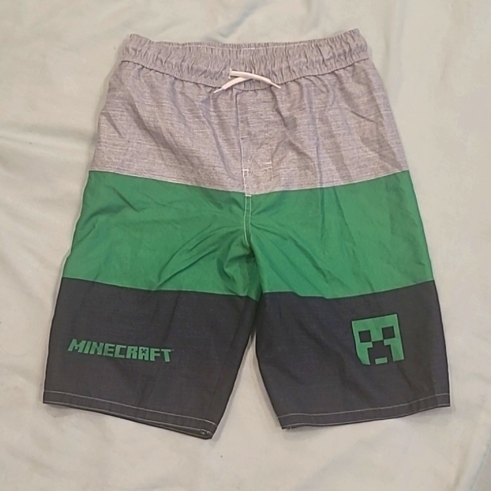 Minecraft boys swim trunks szL gray/green/black